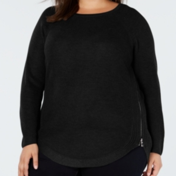 INC International Concepts Sweaters - *Plus Size Waffle Knit Side Zip Sweater